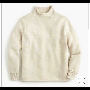 NWT J. Crew Unisex Cotton Rollneck Sweater Sz XS Natural Heather Off White Color